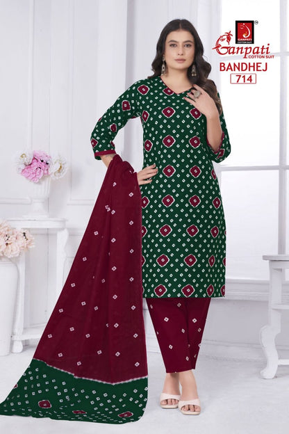 Bandhani Vol 7 Ganpati Cotton Readymade Pant Style Suits Manufacturer
