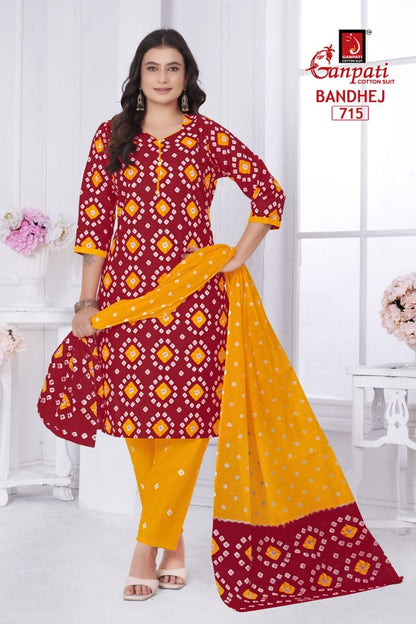 Bandhani Vol 7 Ganpati Cotton Readymade Pant Style Suits Manufacturer