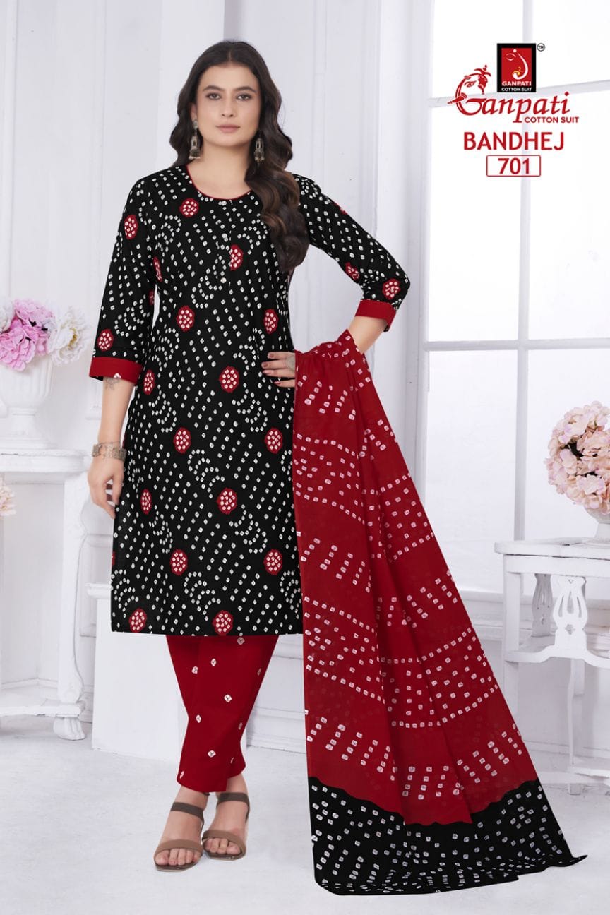 Bandhani Vol 7 Ganpati Cotton Readymade Pant Style Suits Manufacturer