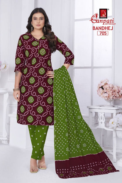 Bandhani Vol 7 Ganpati Cotton Readymade Pant Style Suits Manufacturer