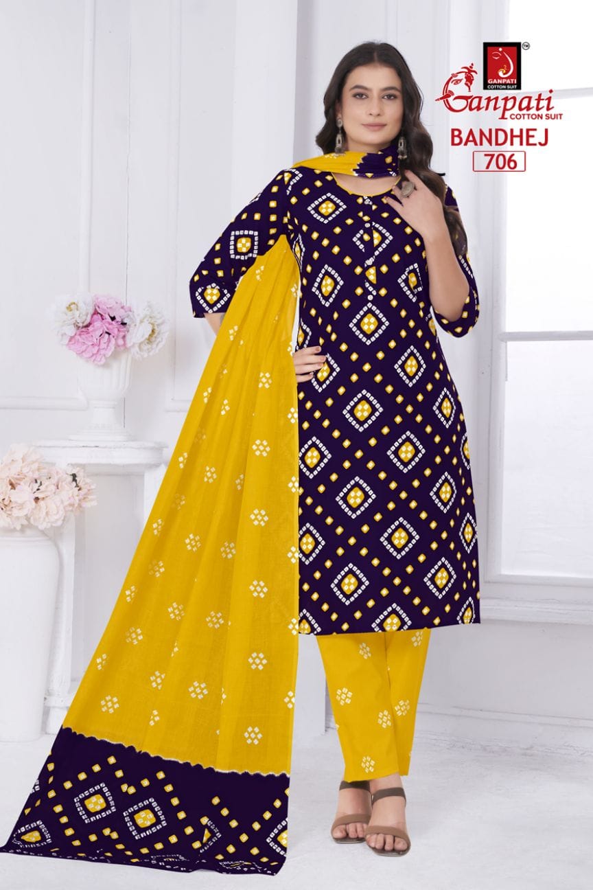 Bandhani Vol 7 Ganpati Cotton Readymade Pant Style Suits Manufacturer
