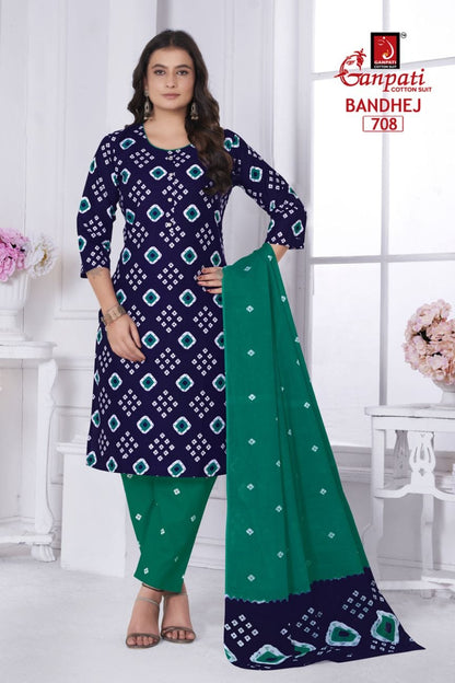Bandhani Vol 7 Ganpati Cotton Readymade Pant Style Suits Manufacturer