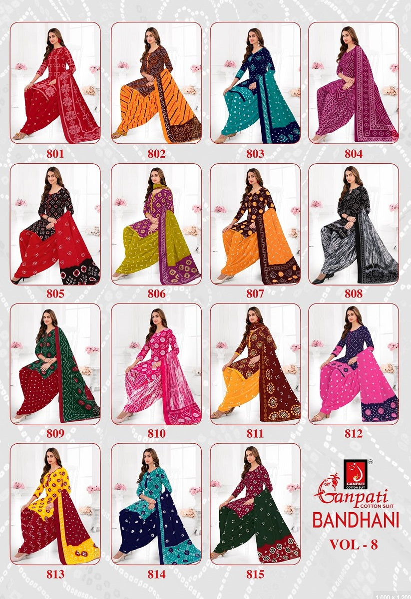 Bandhani Vol 8 Ganpati Cotton Patiyala Style Suits Wholesale Price