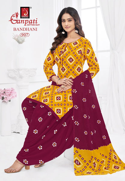 Bandhani Vol 9 Ganpati Cotton Dress Material Wholesaler Ahmedabad