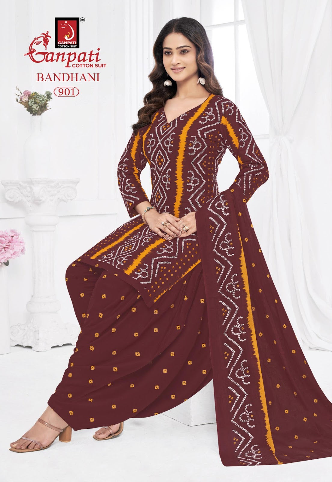 Bandhani Vol 9 Ganpati Cotton Dress Material Wholesaler Ahmedabad