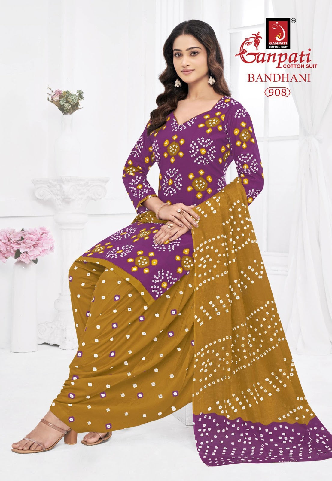 Bandhani Vol 9 Ganpati Cotton Dress Material Wholesaler Ahmedabad