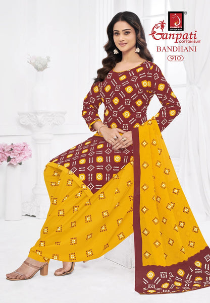 Bandhani Vol 9 Ganpati Cotton Dress Material Wholesaler Ahmedabad