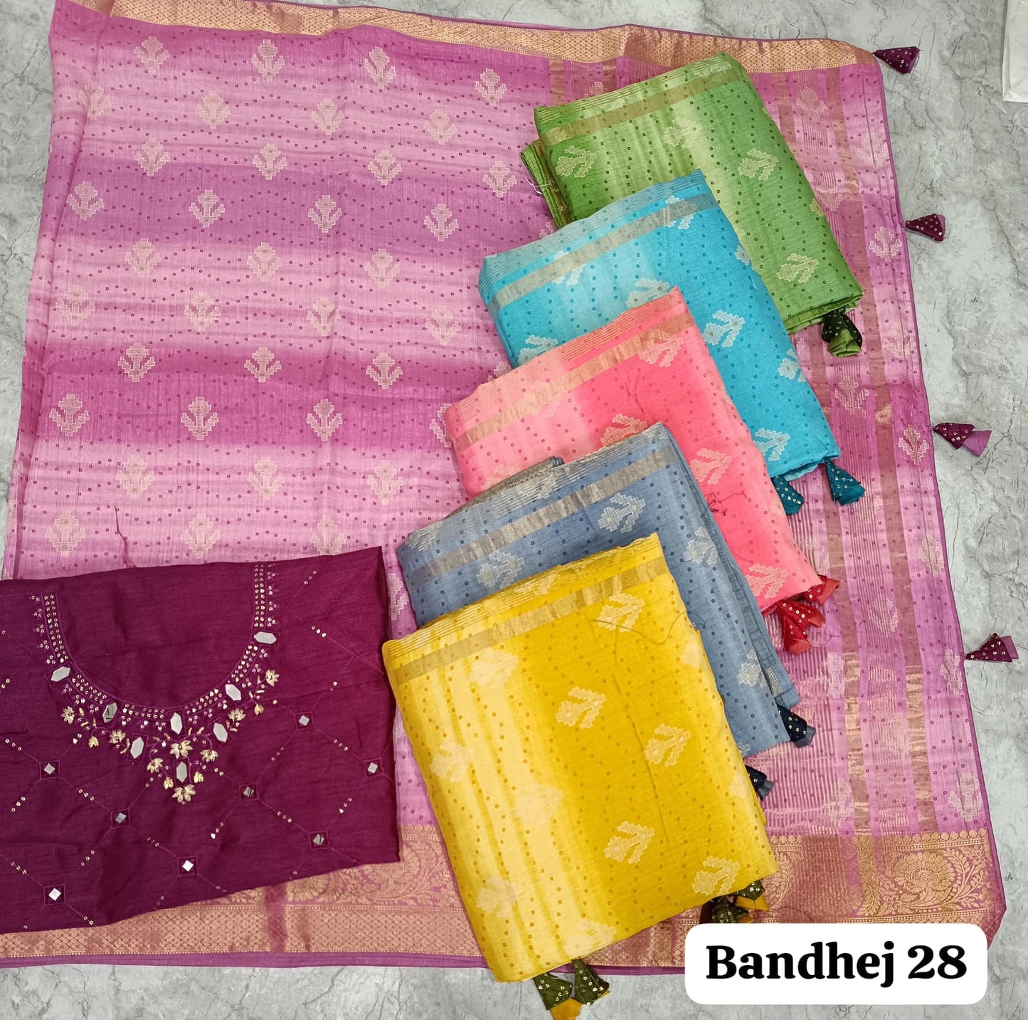 Bandhej 28 Kalpveli Dolla Silk Sarees Supplier Gujarat