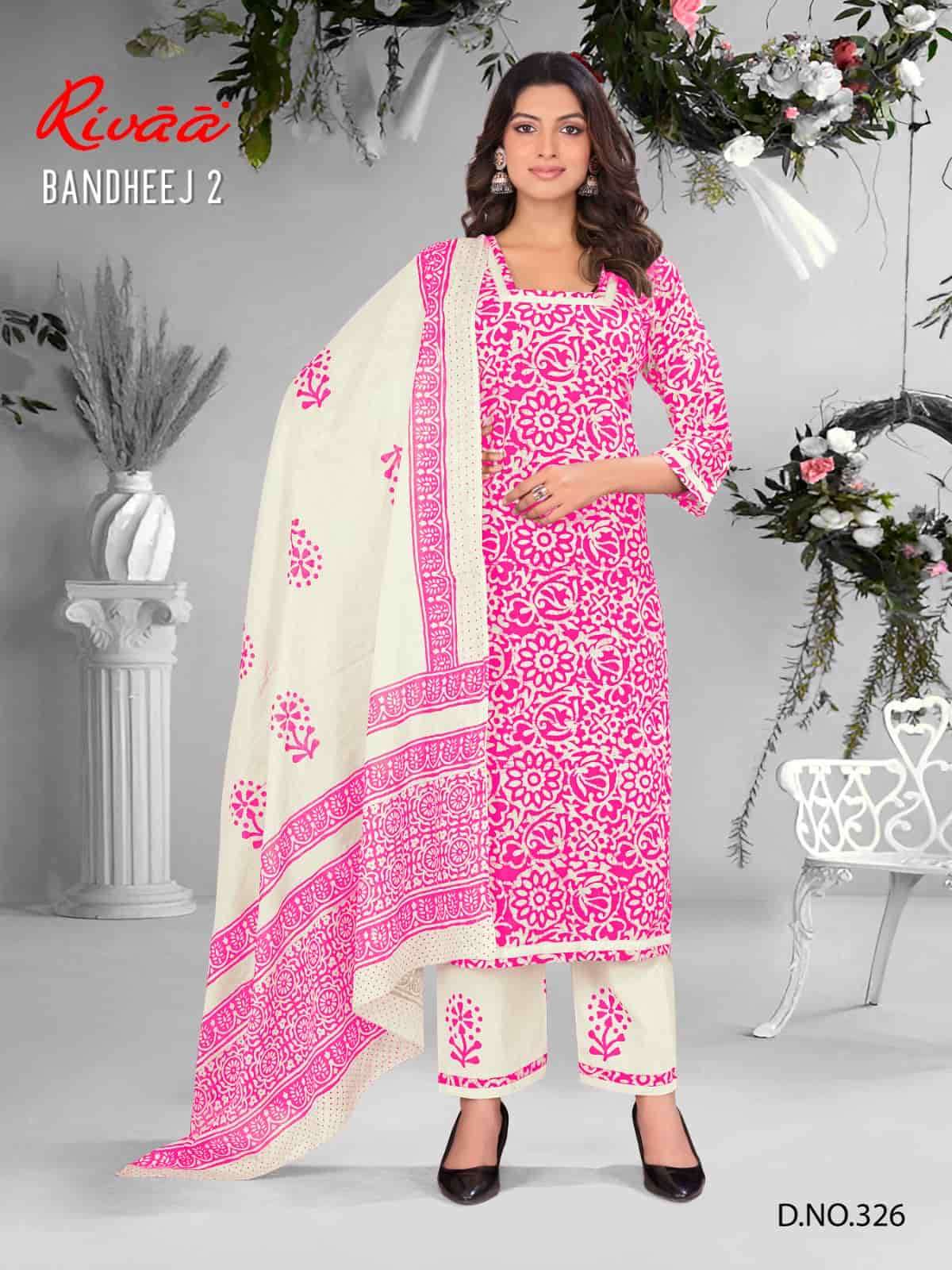 Bandhej 2 Rivaa Cotton Cambric Pant Style Suits Exporter Gujarat