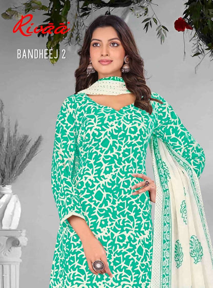 Bandhej 2 Rivaa Cotton Cambric Pant Style Suits Exporter Gujarat