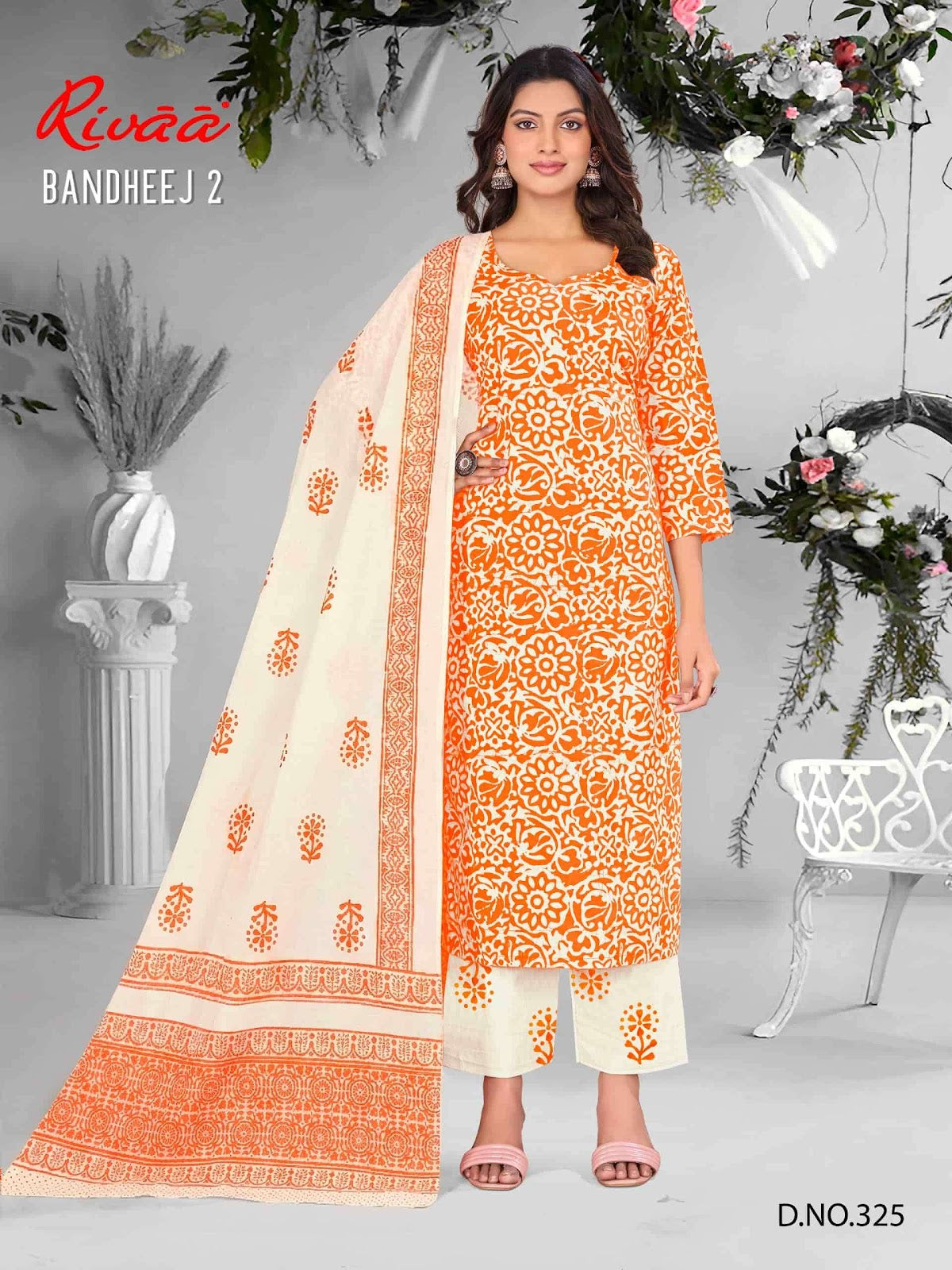 Bandhej 2 Rivaa Cotton Cambric Pant Style Suits Exporter Gujarat