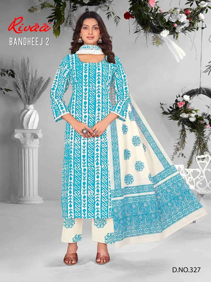 Bandhej 2 Rivaa Cotton Cambric Pant Style Suits Exporter Gujarat