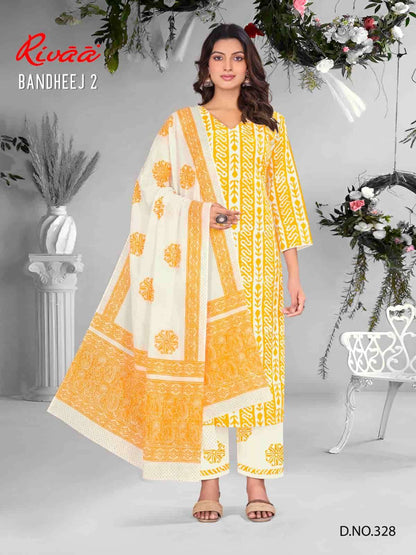 Bandhej 2 Rivaa Cotton Cambric Pant Style Suits Exporter Gujarat