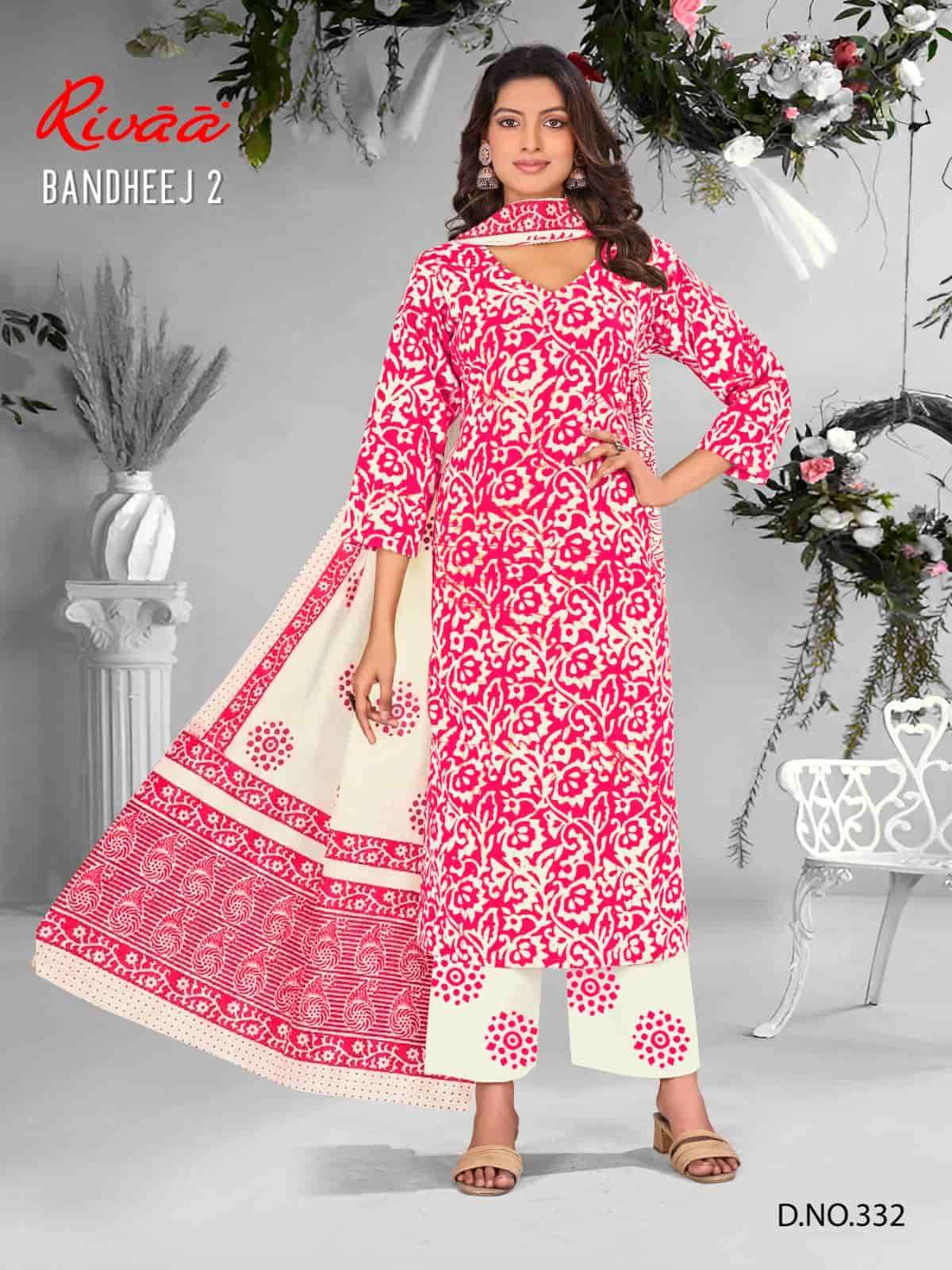 Bandhej 2 Rivaa Cotton Cambric Pant Style Suits Exporter Gujarat