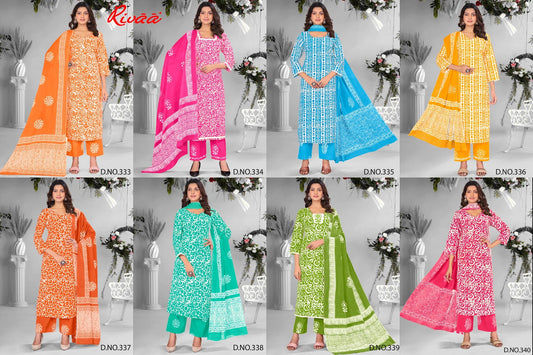 Bandhej 3 Rivaa Cotton Pant Style Suits Supplier Ahmedabad