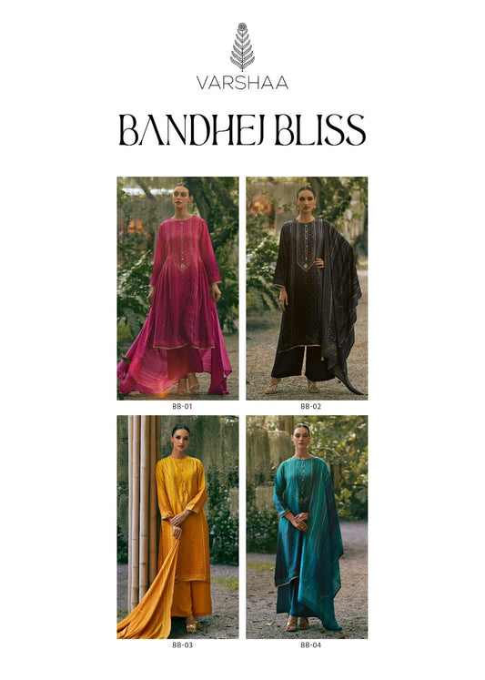 Bandhej Bliss Varshaa Viscose Plazzo Style Suits Supplier Ahmedabad