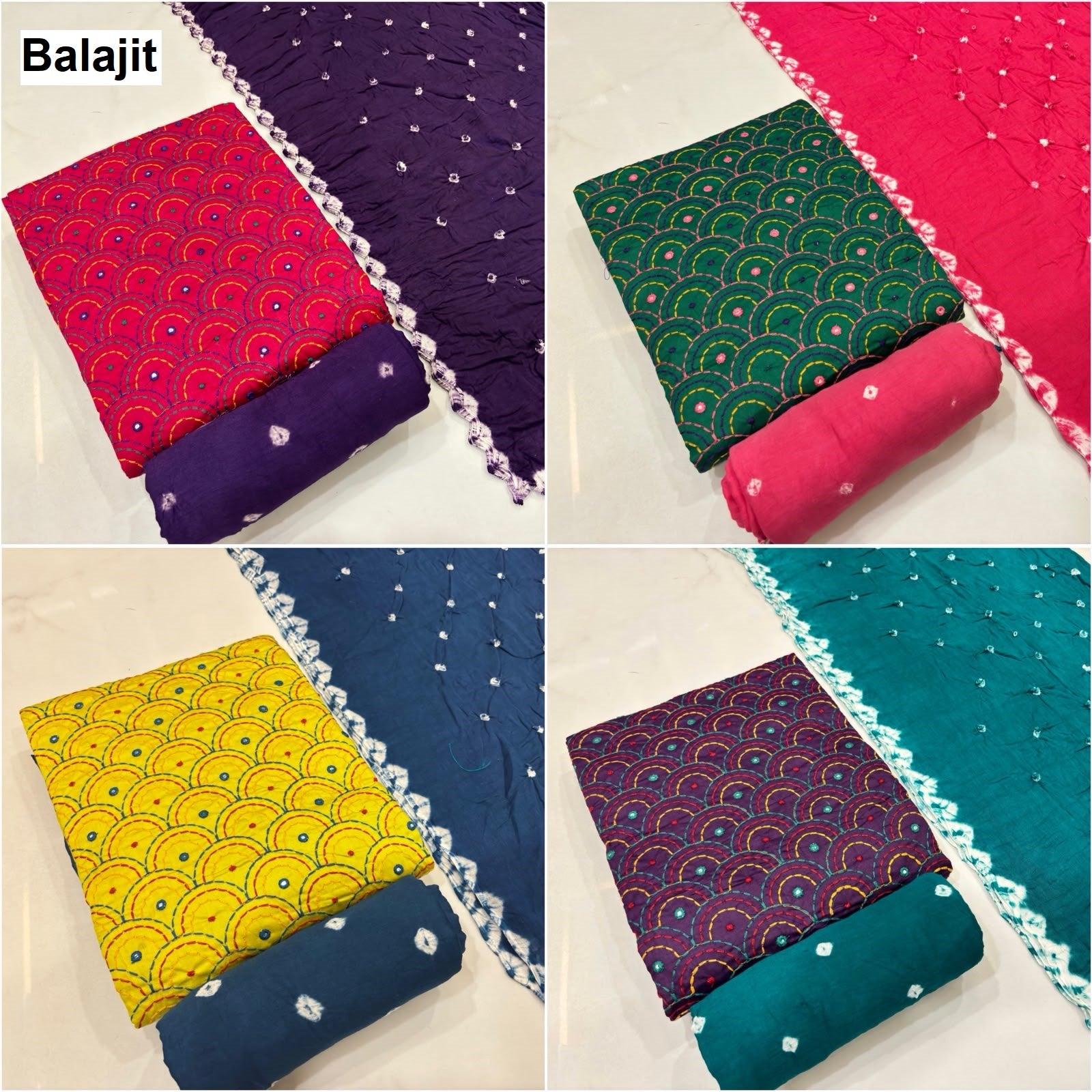 Bandhej Concept 1306 Balajit Satin Salwar Suits Manufacturer India