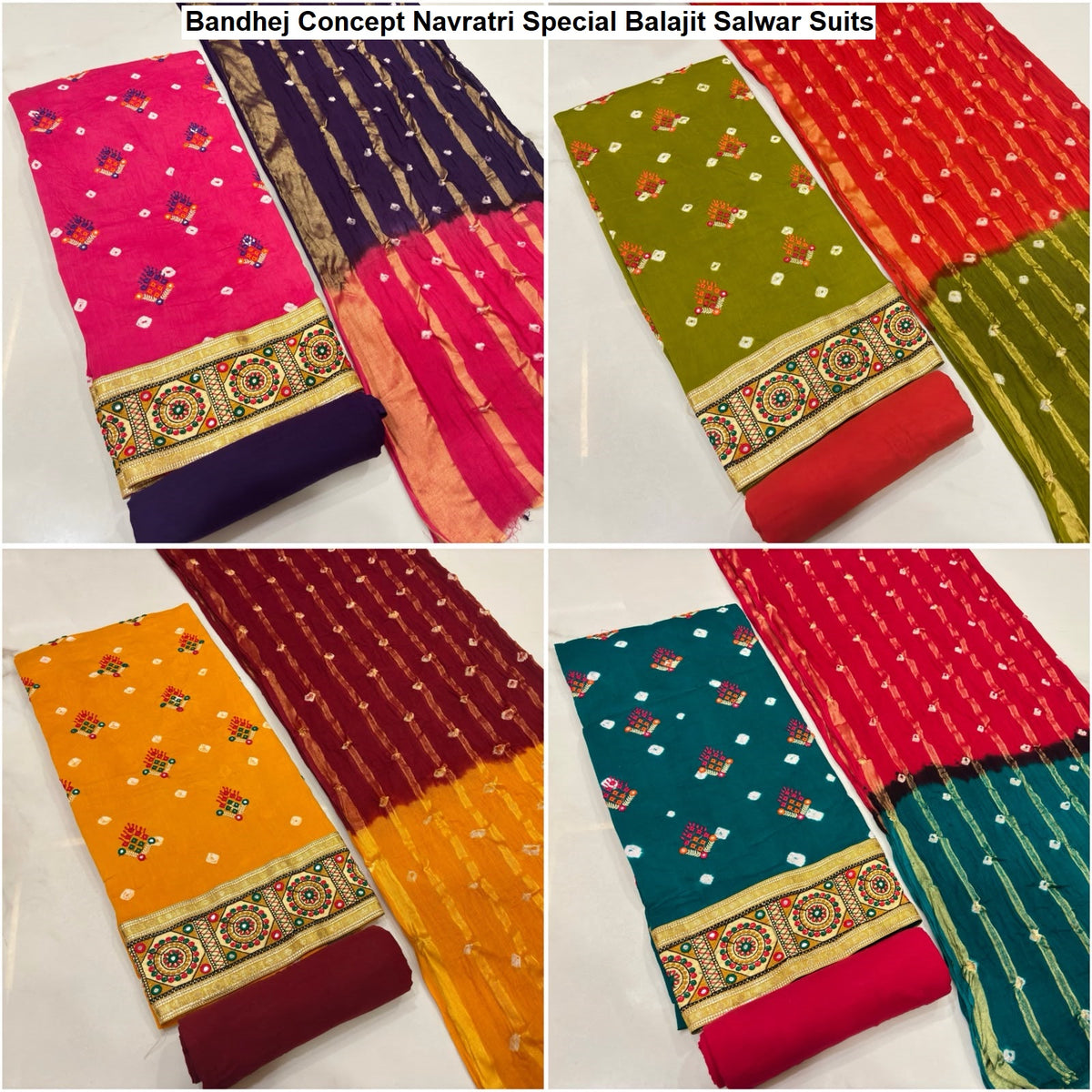 Bandhej Concept Navratri Special Balajit Satin Salwar Suits Manufacturer Gujarat