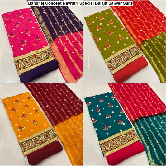 Bandhej Concept Navratri Special Balajit Satin Salwar Suits Manufacturer Gujarat