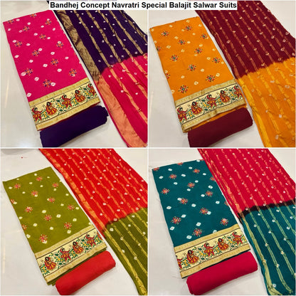 Bandhej Concept Navratri Special Balajit Satin Salwar Suits Manufacturer Gujarat