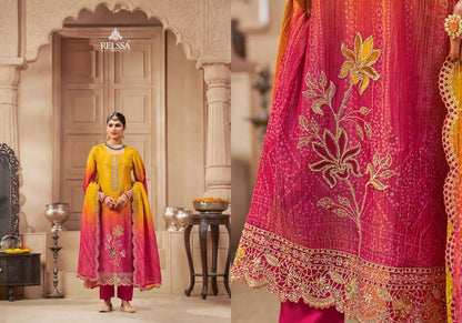 Bandhej Relssa Fabrics Simmer Tissue Pant Style Suits Wholesale