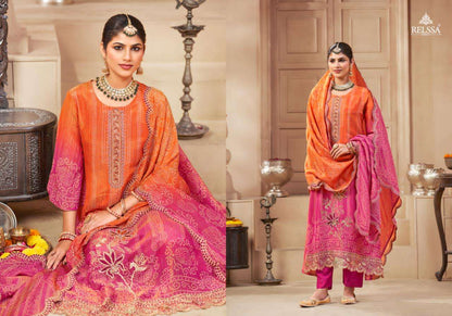 Bandhej Relssa Fabrics Simmer Tissue Pant Style Suits Wholesale