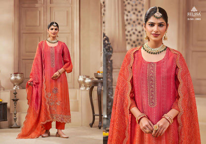 Bandhej Relssa Fabrics Simmer Tissue Pant Style Suits Wholesale