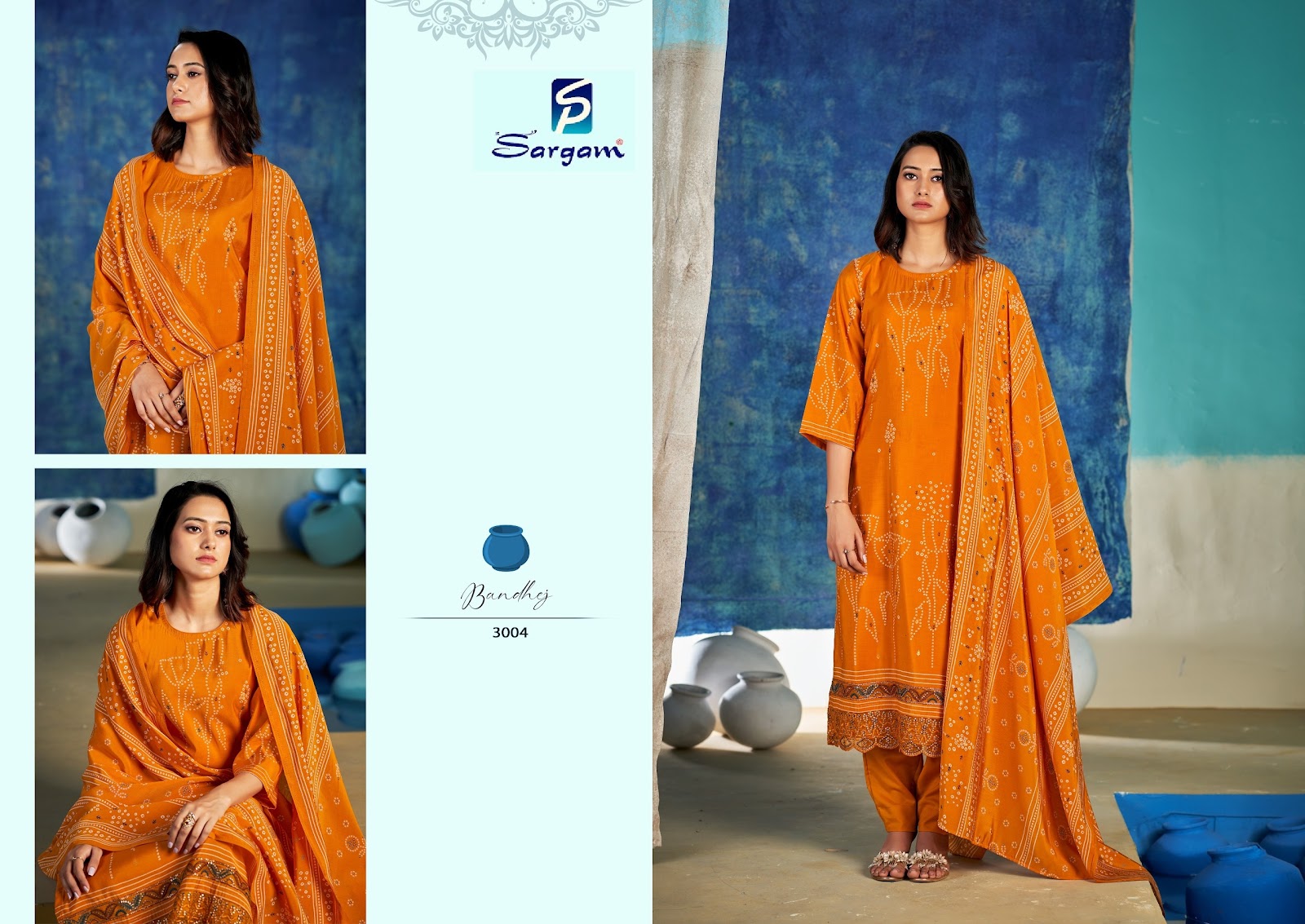 Bandhej Sargam Prints Viscose Modal Pant Style Suits Wholesaler