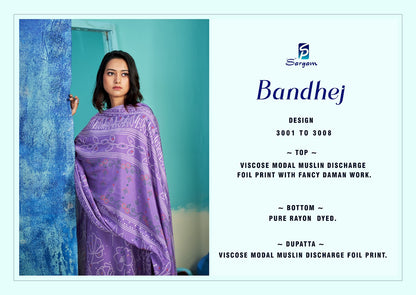 Bandhej Sargam Prints Viscose Modal Pant Style Suits Wholesaler