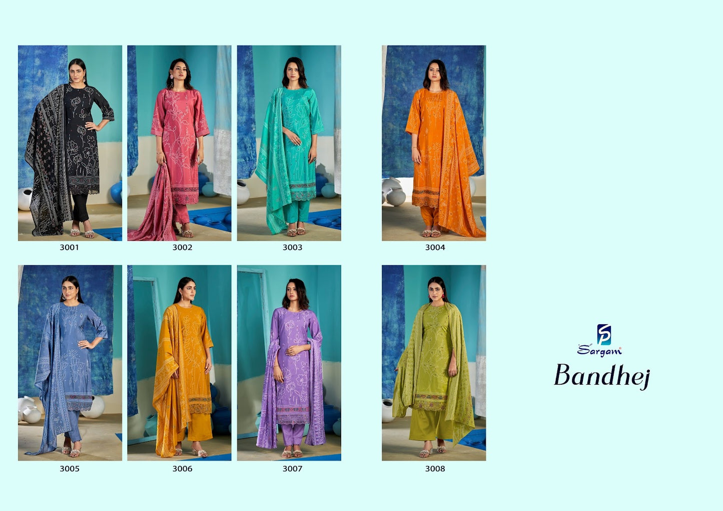 Bandhej Sargam Prints Viscose Modal Pant Style Suits Wholesaler
