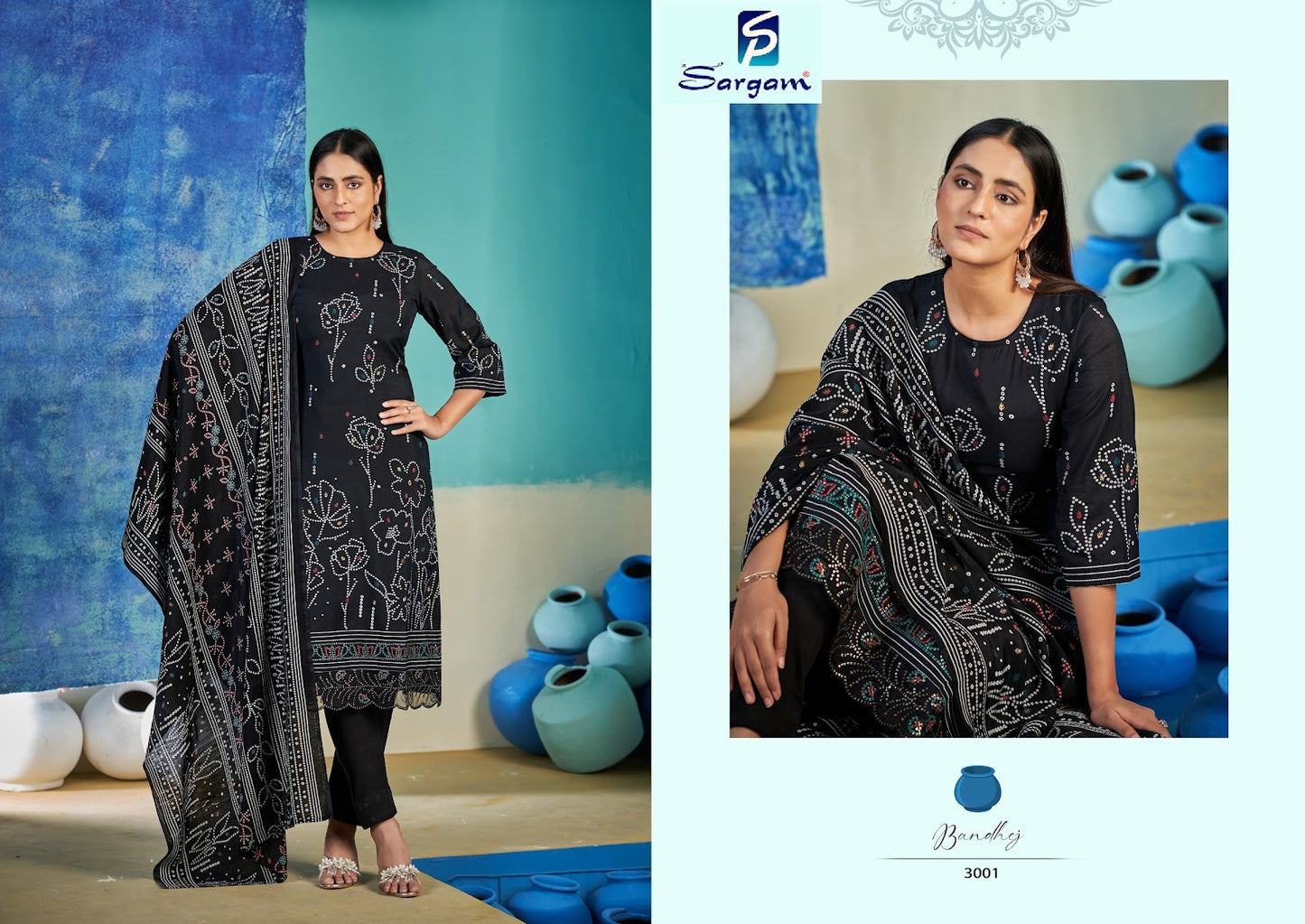 Bandhej Sargam Prints Viscose Modal Pant Style Suits Wholesaler