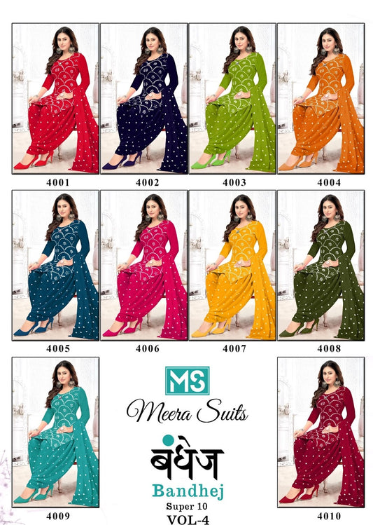 Bandhej Vol 4 Meera Cotton Dress Material Supplier Gujarat