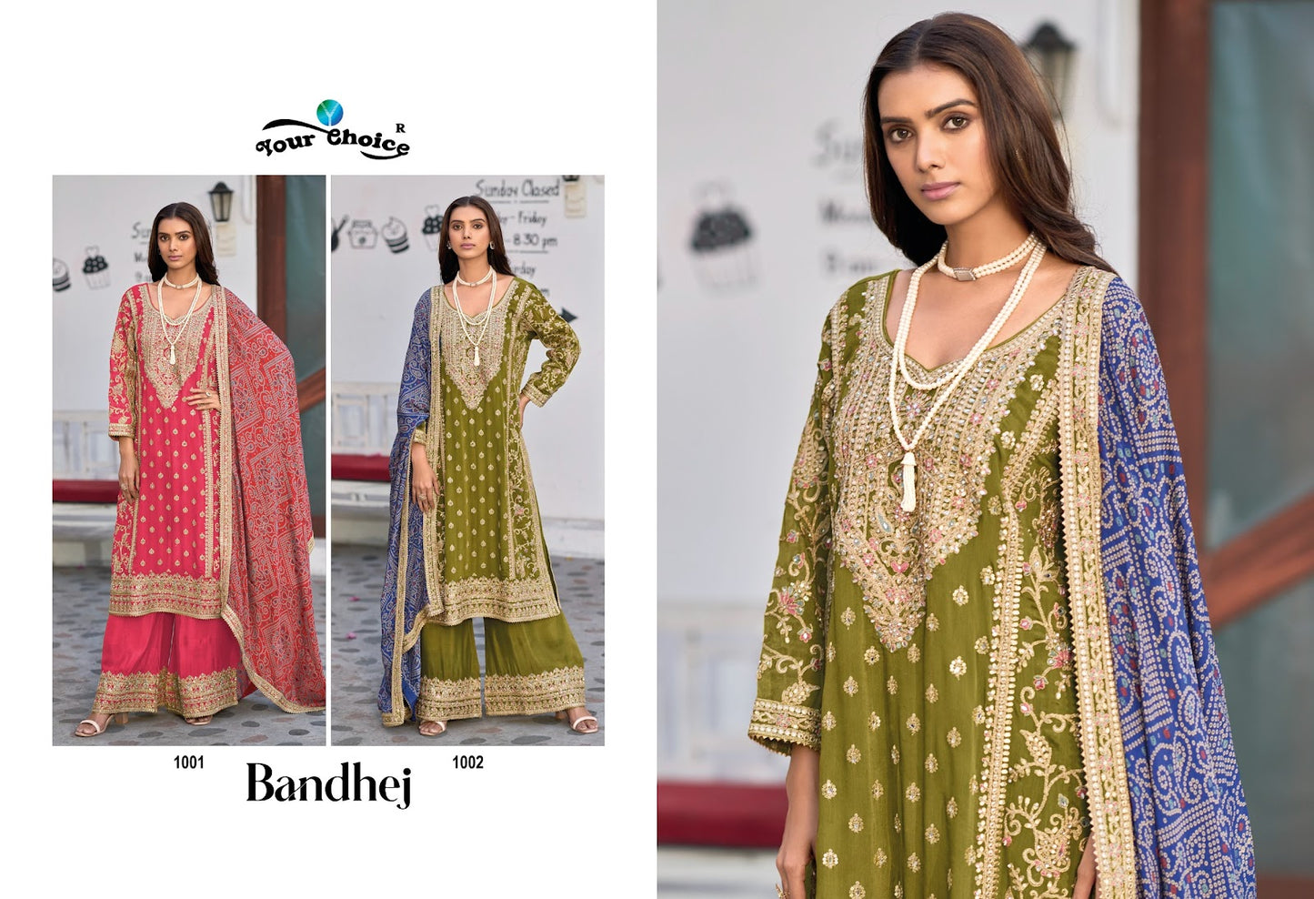 Bandhej Your Choice Chinon Pakistani Salwar Suits Supplier