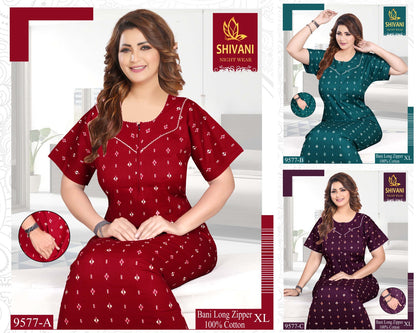 Bani Long Zipper Shivani Night Gowns Supplier India