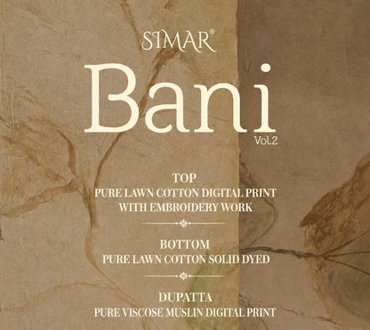 Bani Vol 2 Simar Cotton Lawn Pant Style Suits Wholesale Price