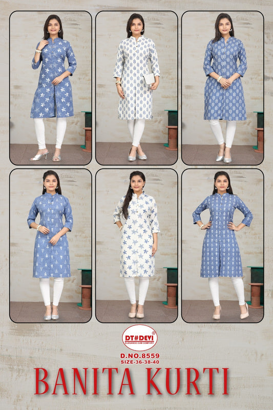 Banita 8559 Dt Devi Cotton Kurti With Pocket Wholesale
