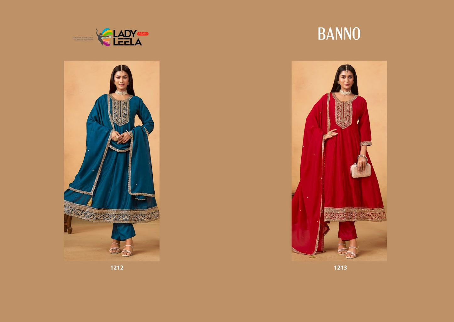 Banno Ladyleela Vichitra Silk Readymade Anarkali Suits Supplier