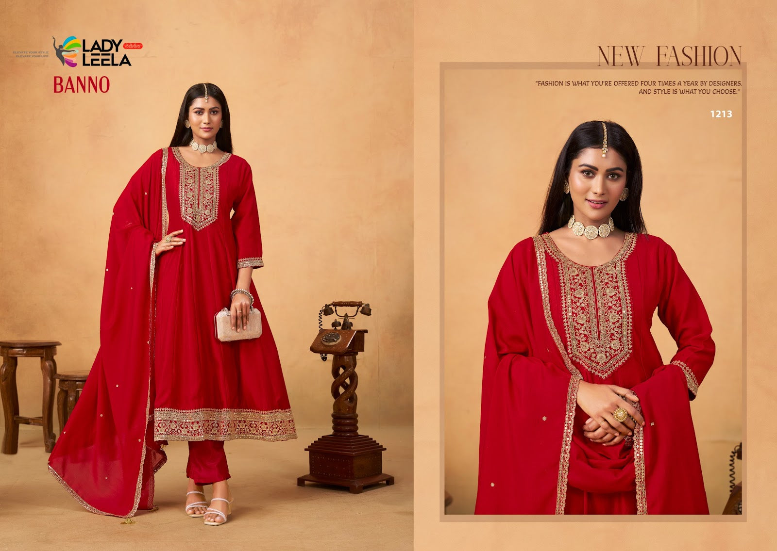 Banno Ladyleela Vichitra Silk Readymade Anarkali Suits Supplier