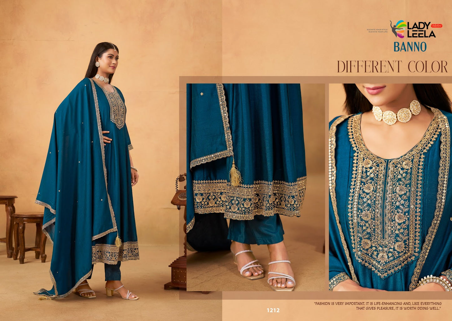 Banno Ladyleela Vichitra Silk Readymade Anarkali Suits Supplier