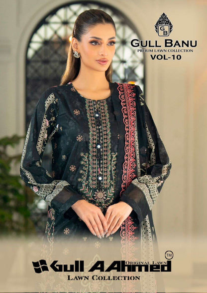 Banu Vol 10 Premium Lawn Collection Gul Ahmed Cambric Cotton Karachi Readymade Suits Exporter Gujarat