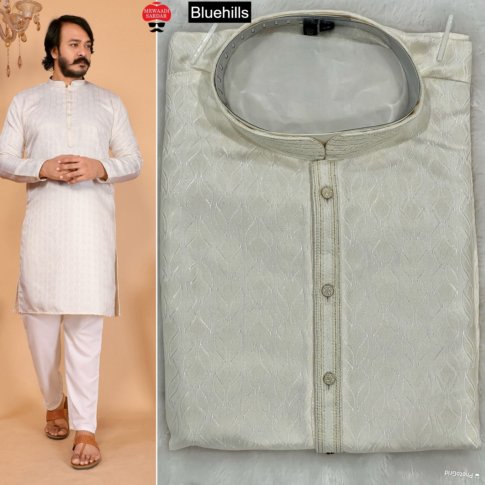 Barati Bluehills Jacquard Silk Mens Kurta Pajama Exporter Ahmedabad