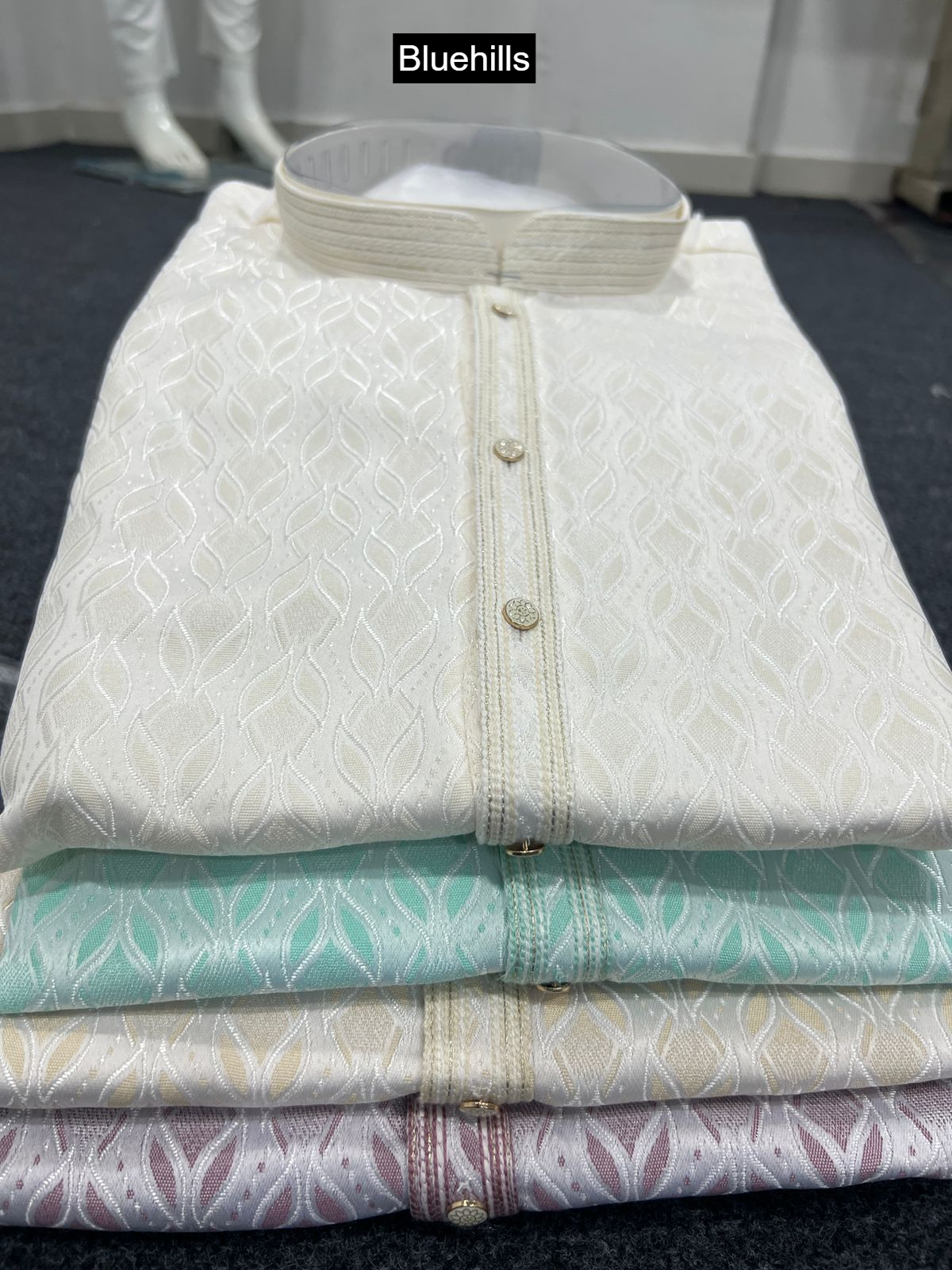Barati Bluehills Jacquard Silk Mens Kurta Pajama Exporter Ahmedabad