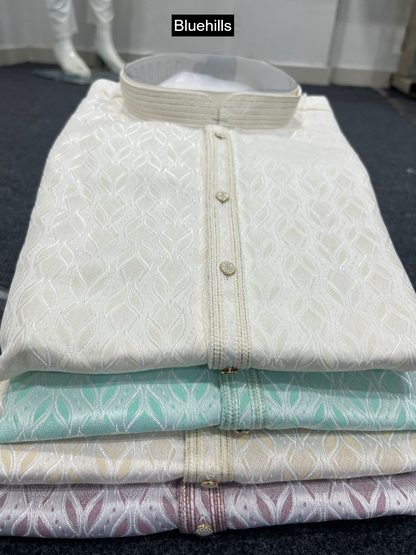 Barati Bluehills Jacquard Silk Mens Kurta Pajama Exporter Ahmedabad