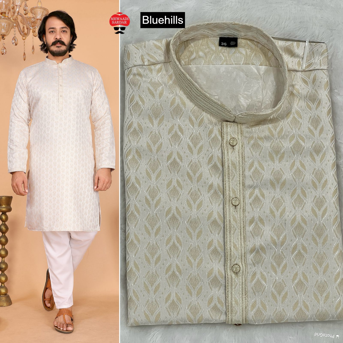Barati Bluehills Jacquard Silk Mens Kurta Pajama Exporter Ahmedabad