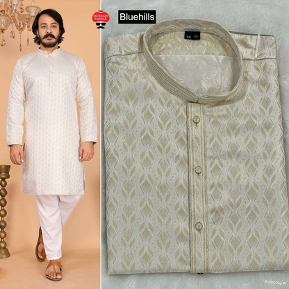 Barati Bluehills Jacquard Silk Mens Kurta Pajama Exporter Ahmedabad