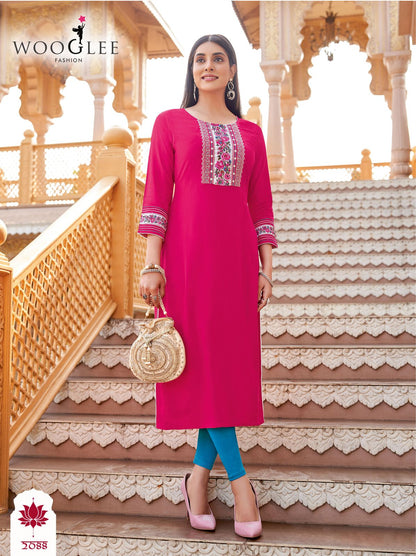 Barbella Vol 13 Wooglee Heavy Reyon Kurtis Wholesale Rate