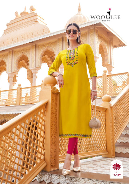 Barbella Vol 13 Wooglee Heavy Reyon Kurtis Wholesale Rate