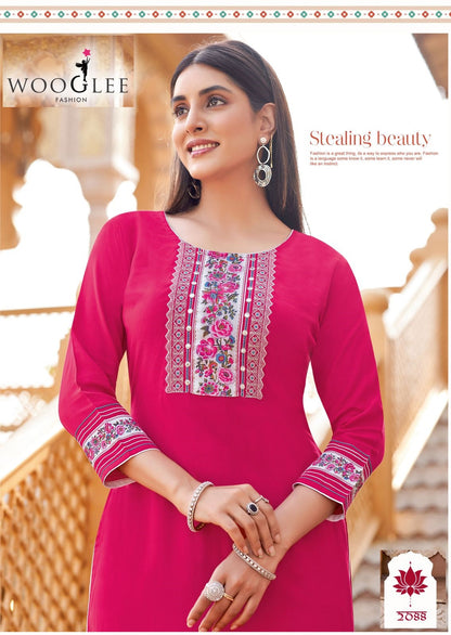Barbella Vol 13 Wooglee Heavy Reyon Kurtis Wholesale Rate