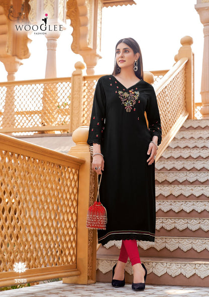 Barbella Vol 13 Wooglee Heavy Reyon Kurtis Wholesale Rate