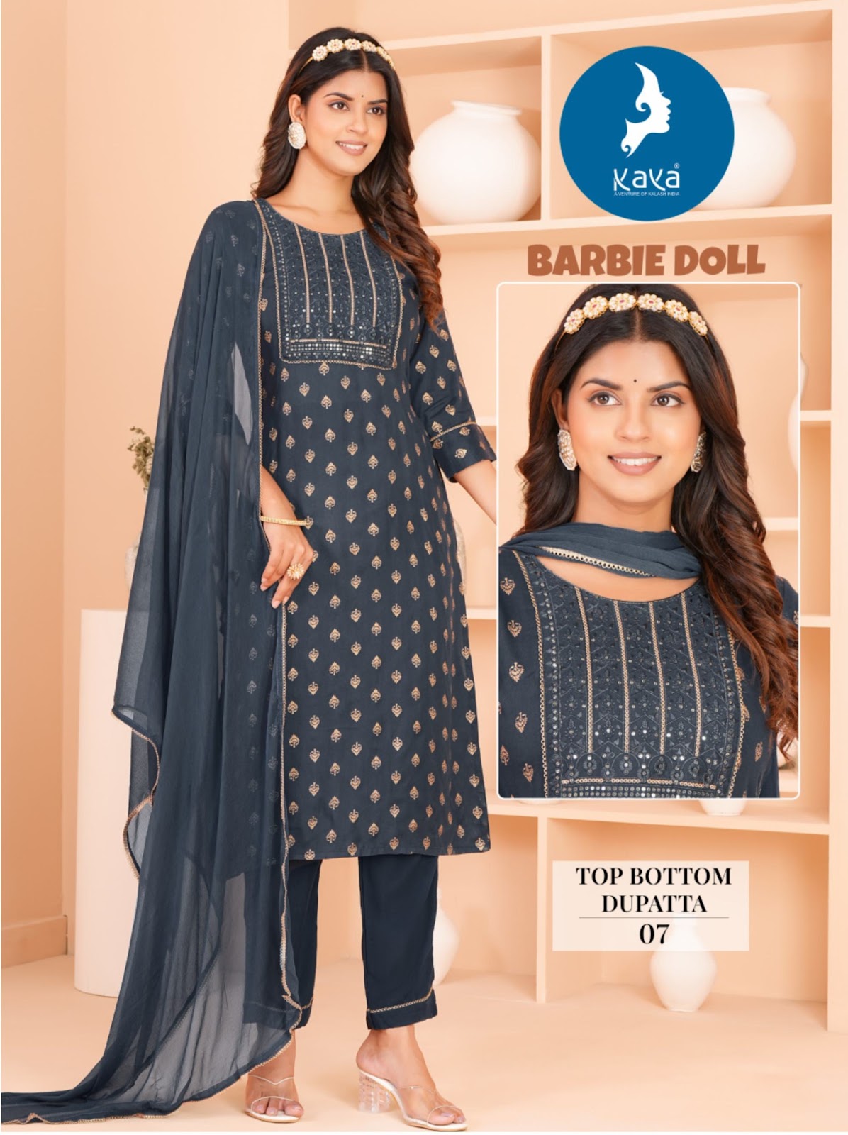 Barbie Doll Kaya Rayon Readymade Pant Style Suits Exporter India